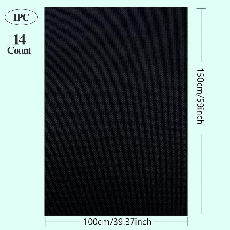 Zhenqing Black 14-Count Aida Cloth for Cross Stitch -Oversized 39x59Inches (100x150cm) Pre-Cut Embroidery Fabric -ProfessionalGrade Cotton Craft Supplies for DlY Needlework Projects - Image 2